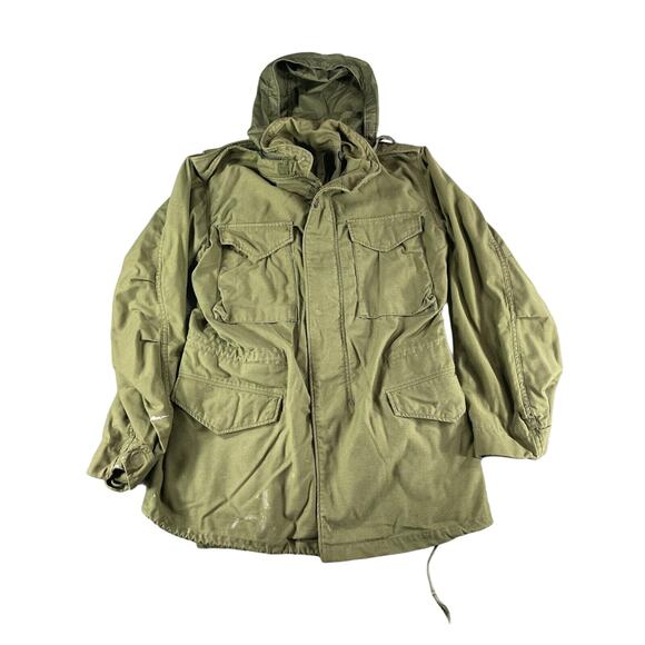 Alpha Industries Jacket Mens Small Long Green VTG Hooded USGI Military Utility - Picture 1 of 16
